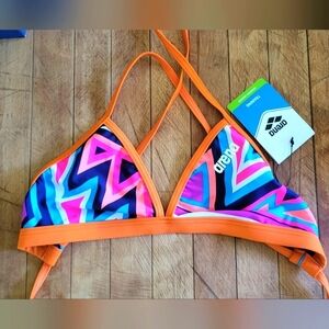 ARENA Multicolor Trianglee Tie Back Bikini Swim Top